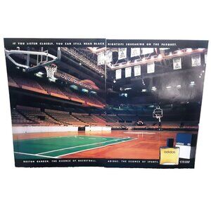 Vintage 1989 adidas Cologne Print Ad Boston Garden Celtics Basketball Arena